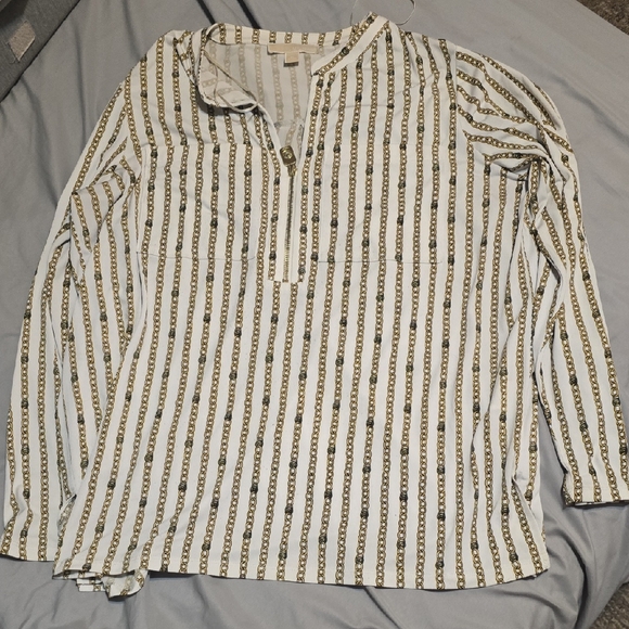 Michael Kors Chain Print Shirt in Gold and White - Picture 1 of 2